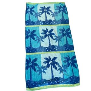 Vintage Welspun Beach Towel 100% Cotton Blue Lime Green 70s Made‎ In India